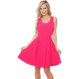 White Mark Solid Pink Sleeveless Knee Length Fit & Flare Womens Large Sundress
